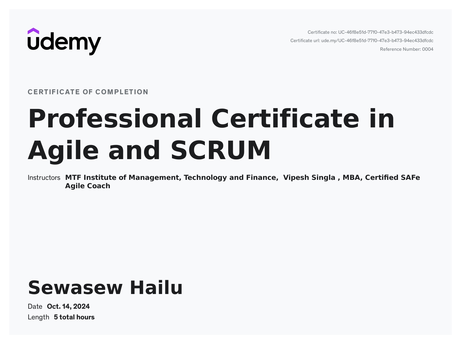 PM Certificate