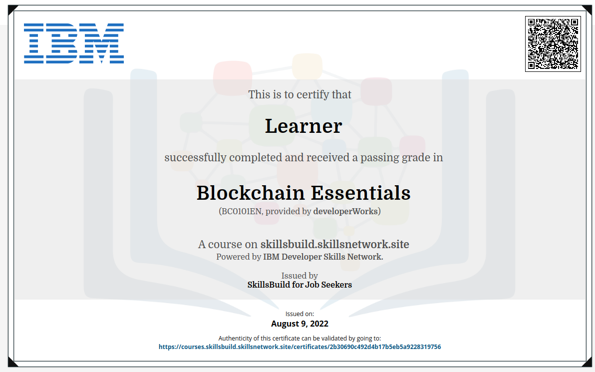 Blockchain Certificate