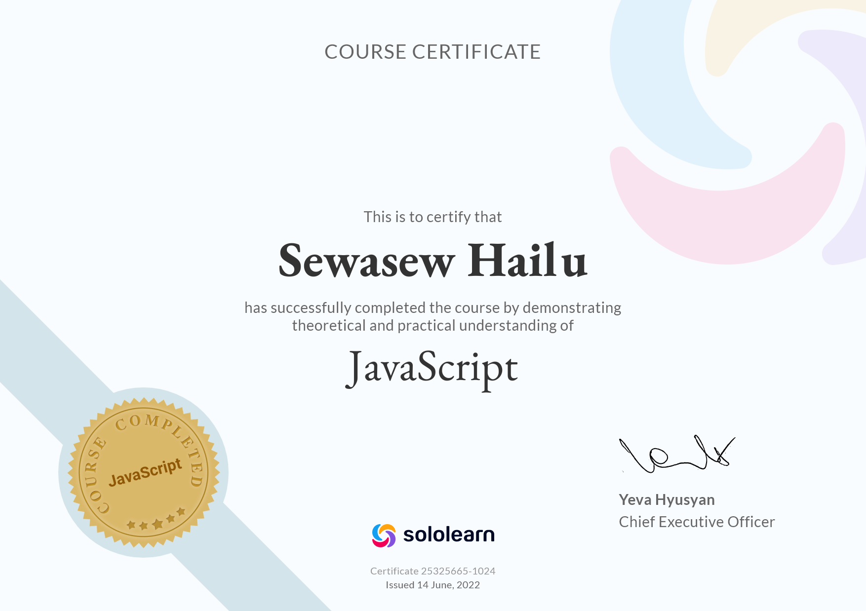 Javascript Certificate